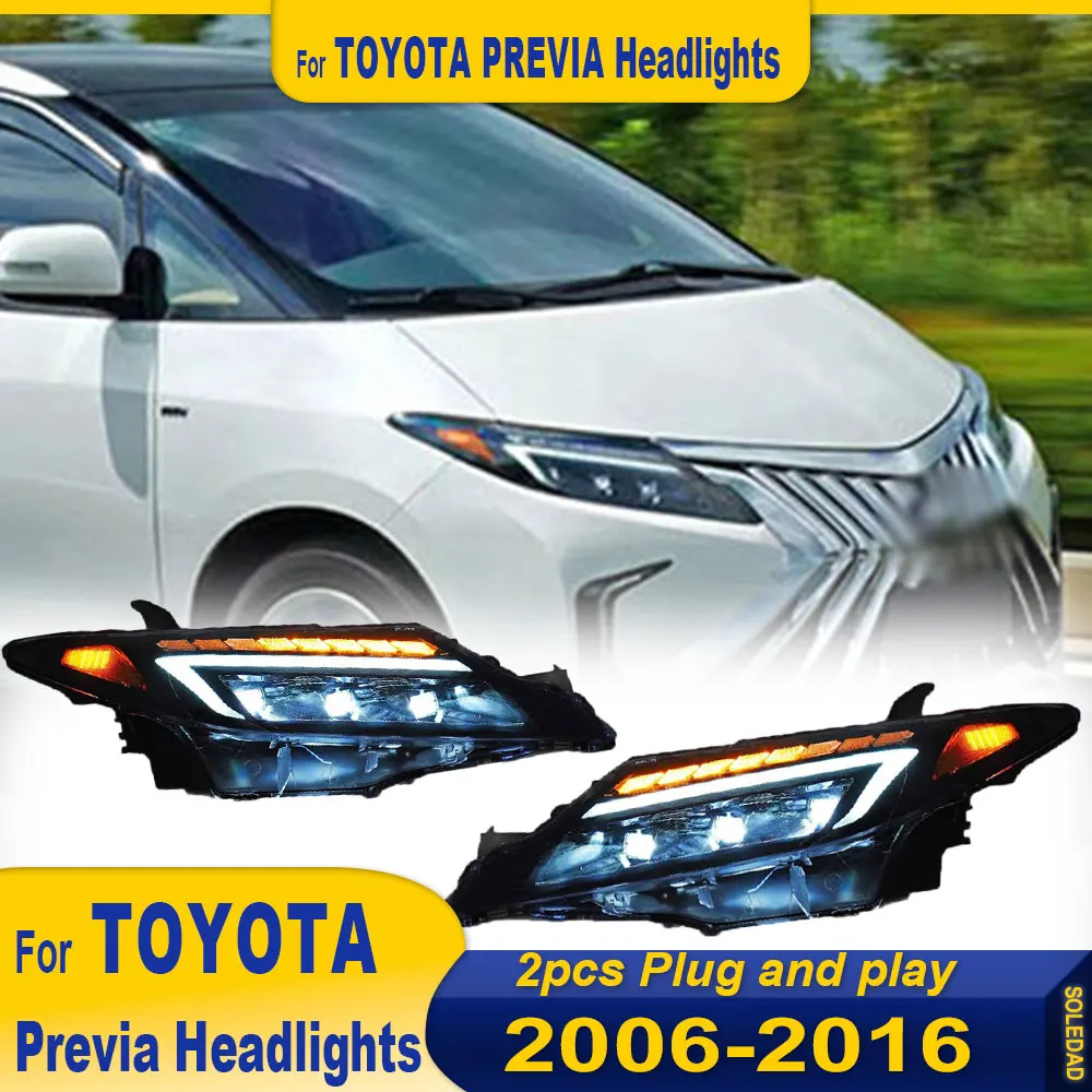 LED HeadLamps For Toyota Previa 2006 2007 2008 2009 2010 2011 2012 2013 2014 2015 2016 Headlight Assembly Sequential Turn Signal