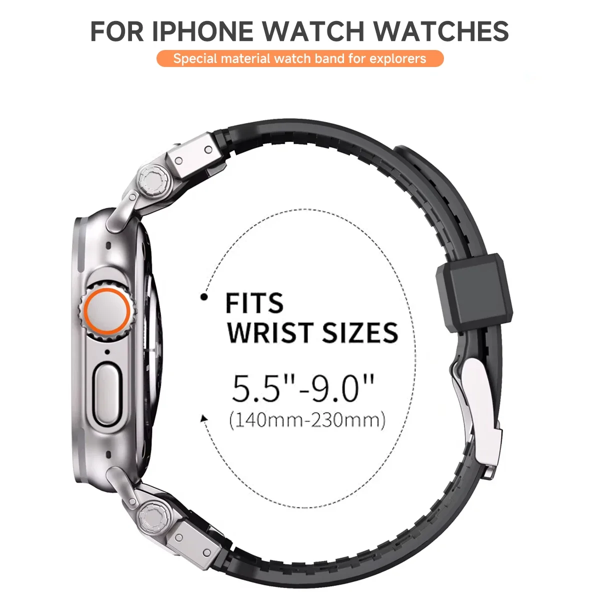Silicone Metal Strap For Apple Watch Ultra 3 49mm 46 45 44 42mm Soft Rubber Strap For Iwatch Series 11 10 987654 se Men Bracelet