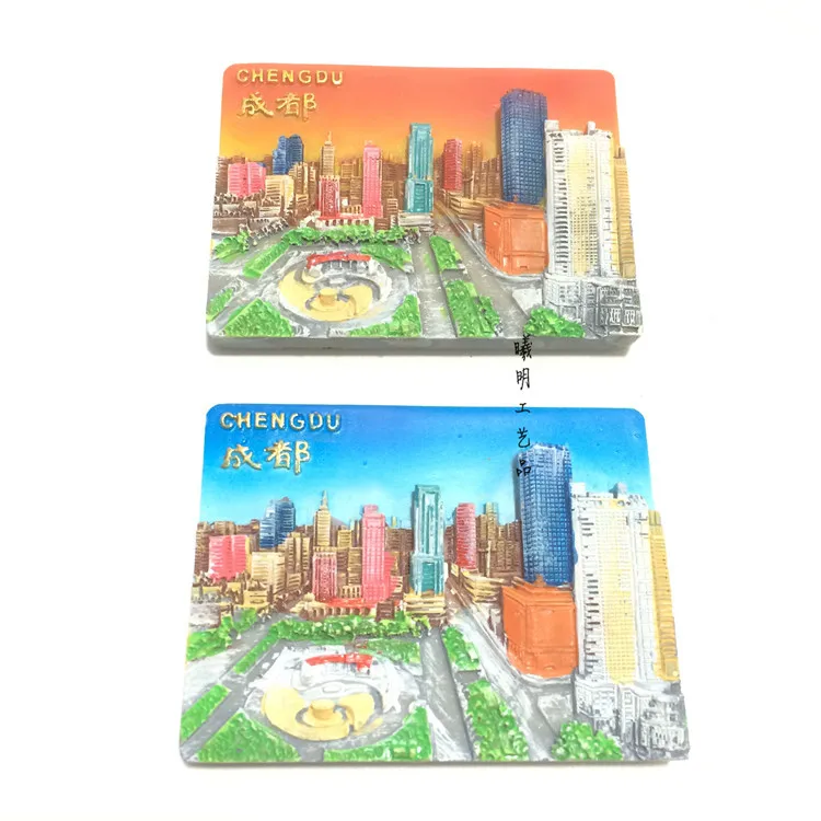 China Tourism Souvenir Refrigerator Sticker Sichuan Chengdu Resin Handdrawn Collection Gift Magnet Wholesale and Spot Manufactur