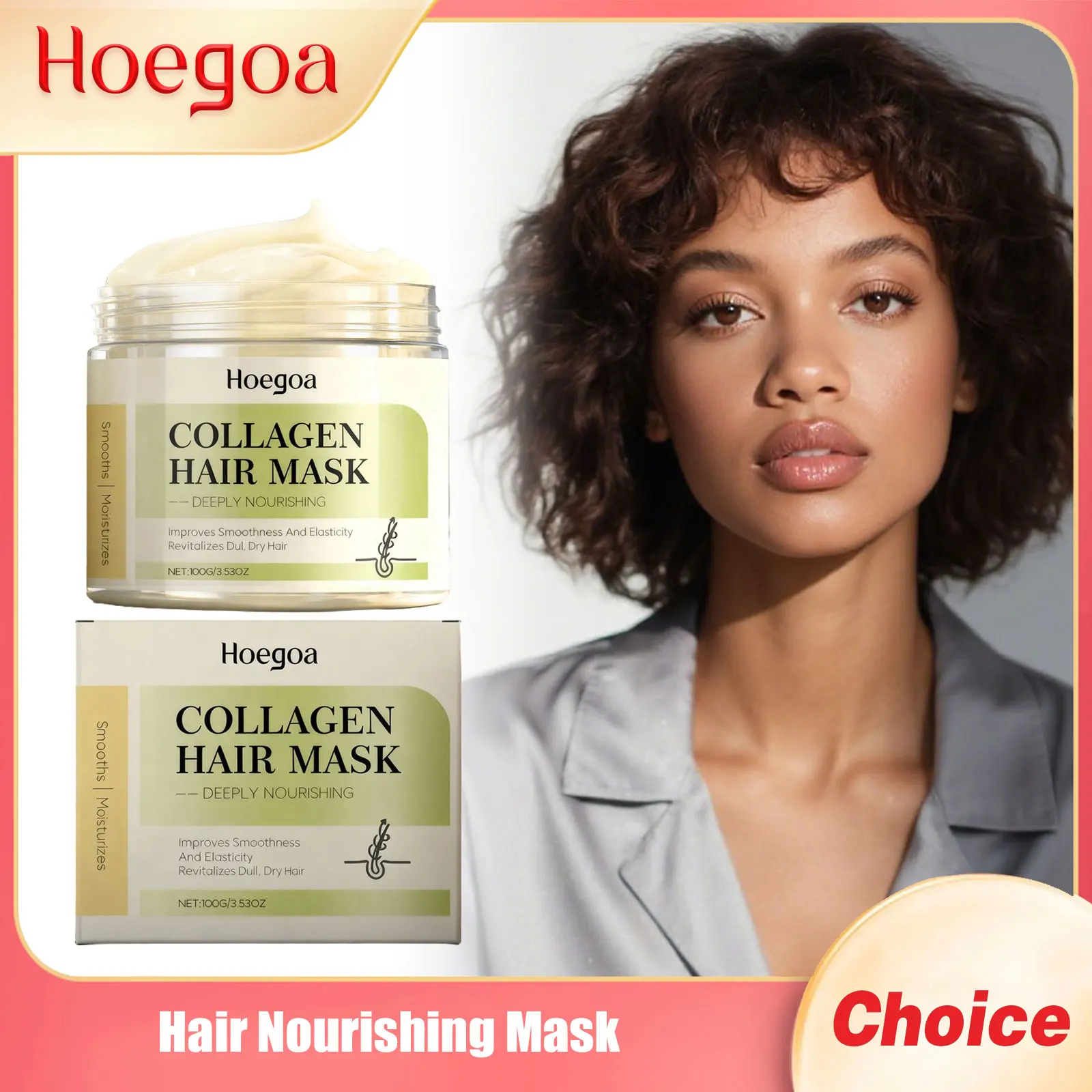 

HOEGOA Nourish Hair Mask Relieve Dryness Eliminate Frizz Soft Fluffy Smooth Brightening Luster Reduce Loss Hair Moisturize Mask