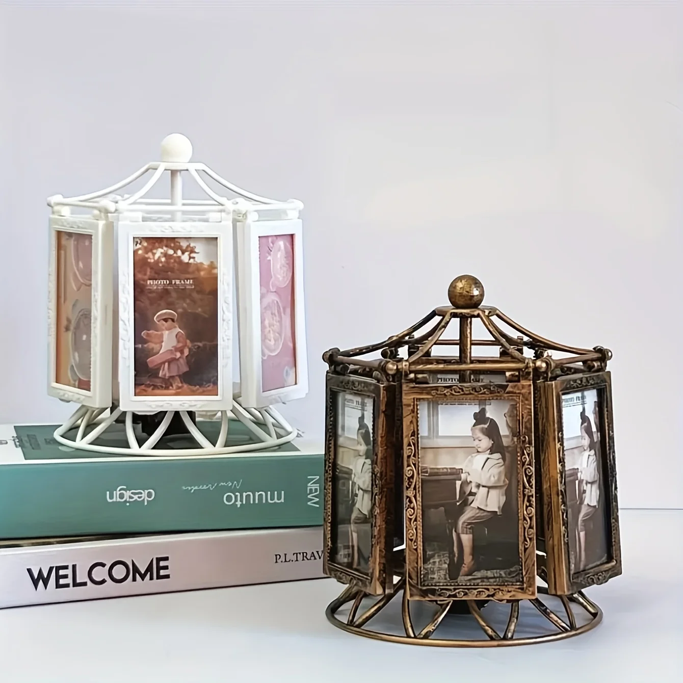 1 Retro-style Desktop Decorative Photo Frame, Rotating Music Photo Frame - Rotating Light Melody, Ideal Gift for Birthdays