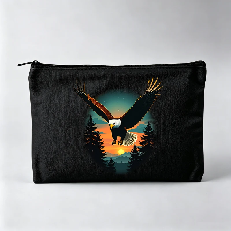 Women's Eagle Graphic Makeup Bag, Nature-Inspired Cosmetic Pouch for Daily Use