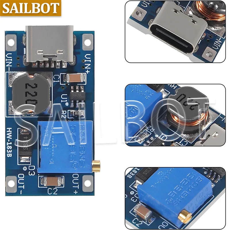 1-10 sztuk MT3608 type-c/micro 2A Max DC-DC Step Up moduł zasilania Booster moduł zasilania 3-5V do 5V/9V/12V/24V