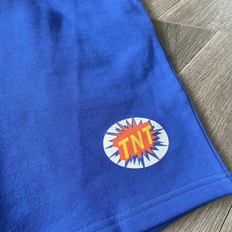 Novo isso é um lindo lote de xarope de tosse azul shorts high street masculino feminino moda impressão casual sprot shorts