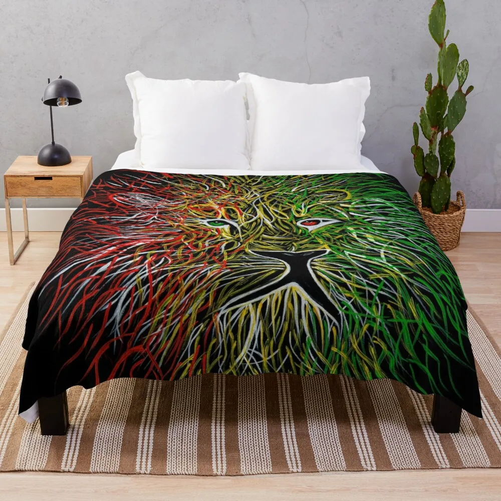 

Rasta Lion Throw Blanket Sofa Quilt Decorative Bed Blankets Custom Blankets