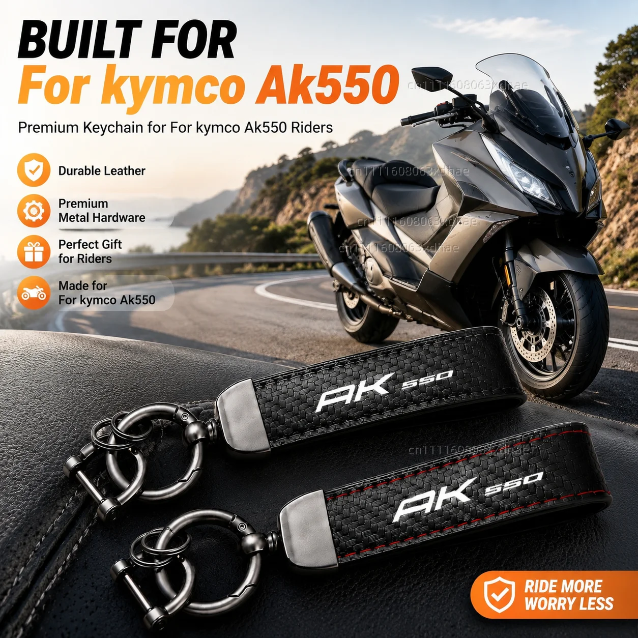 High-Grade Leather Motorcycle Keychain Holder Keyring Accessories For kymco Ak550 AK 500 550AK
