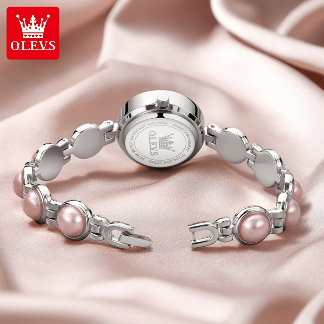 OLEVS 5669 ساعة كوارتز عصرية هدية سوار ساعة من الفولاذ المقاوم للصدأ بتقويم دائري لساعة اليد