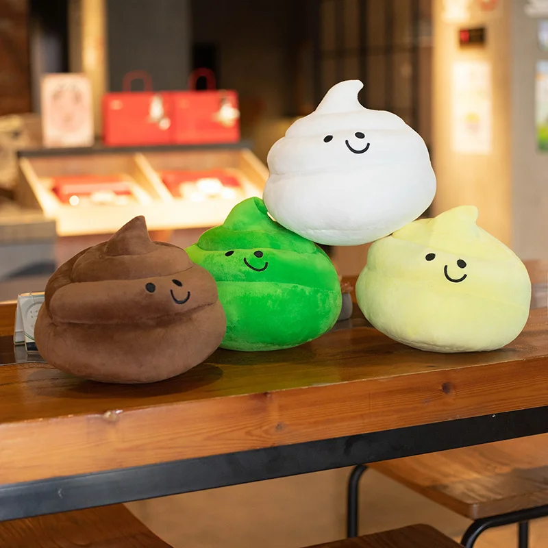 25cm With Expression Poop Plush Toy Pillow Brown White Green Yellow Happy Poop Plush Toy Pillow For Friends Funny Props