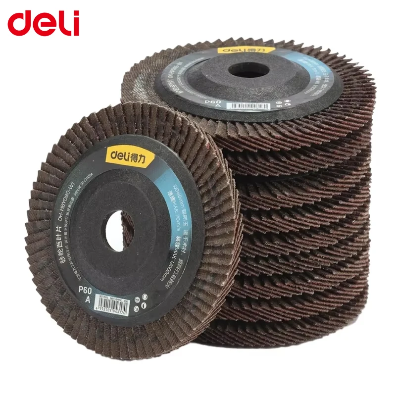 DELI Flap Discs 100mm Brown Fused Alumina Flap Disc 60 Grit Professional Flap Discs Sanding For Angle Grinder