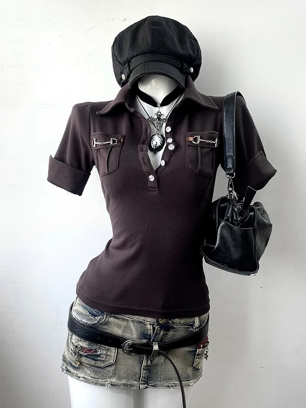 

Original Retro Faionable irt Versatile Waist-Cinching Slimming Top Design Sensation Summer Ultra-good Looking Women'...