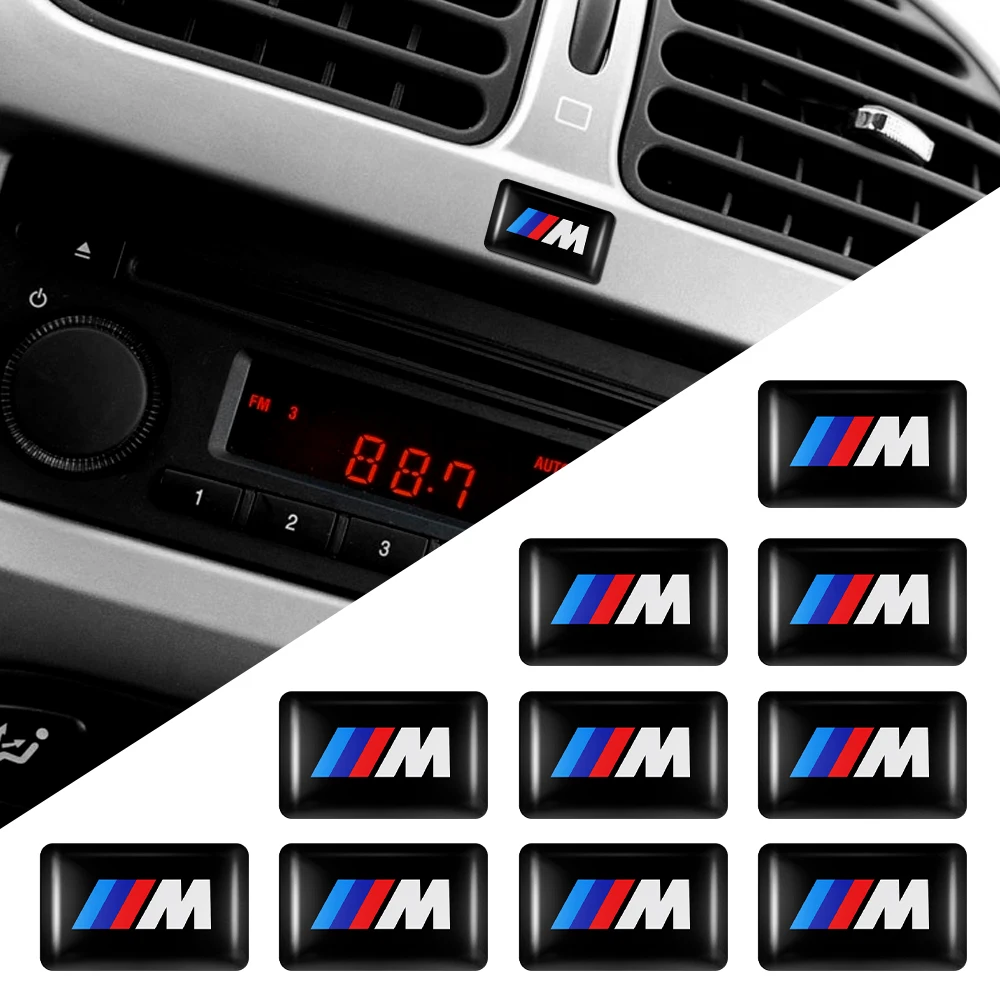 5/10/15PCS 3D Car Stickers Steering Wheel Audio Dashboard Badge Decal Tools For Bmw M E46 E90 F10 F20 F30 Auto Decor Accessories