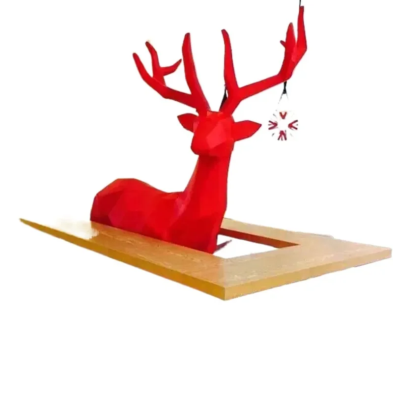Customized luxury restaurant storefront decoration: deer-shaped resin display statue