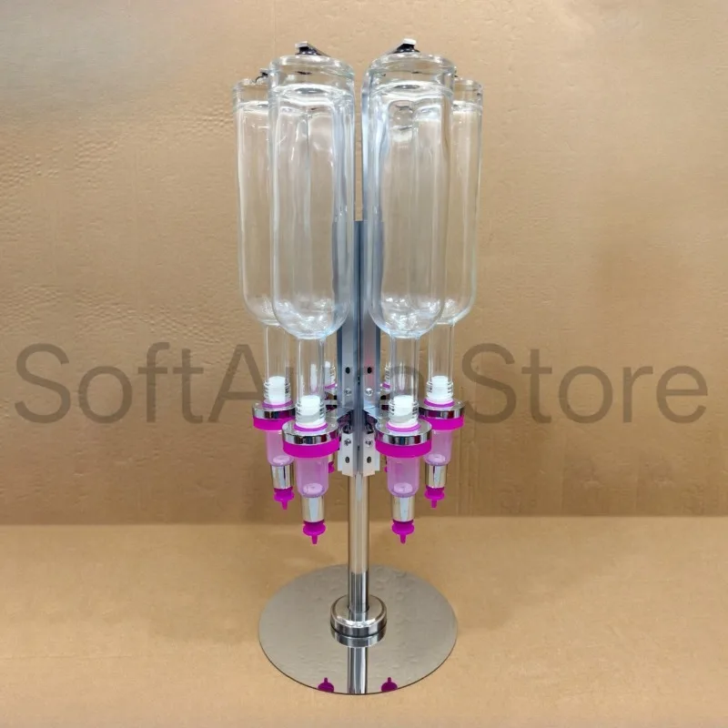 6 Bottles 200/400/500/750ml Rose Red Clear Glass Vessel Graduated Pump Turntable Set Empty Perfume Essential Oil Container