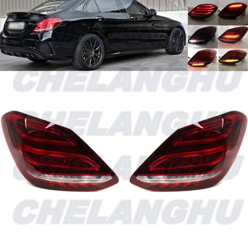

For Benz W205 C43 C63 AMG C180 C200 C250 C300 C350 2015 2016 2017 LHD Pair Left+Right Side Tail Light Rear Lamp With Bulbs