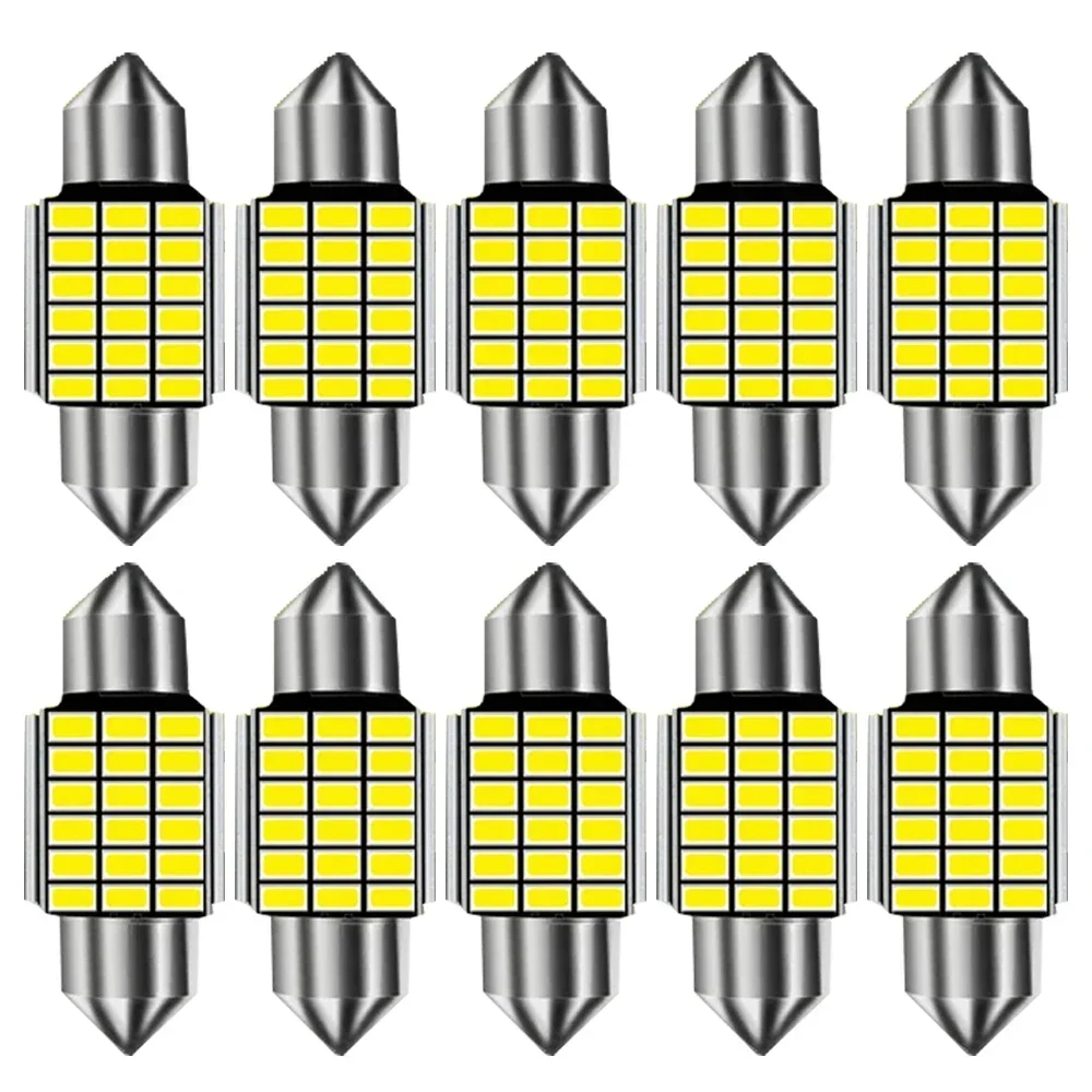 10 PCS C5W LED Bulb Canbus No Error Festoon 31mm 36mm 39mm 41mm 12V 3014 SMD 6000K White Car Interior Reading Light Trunk Lamps