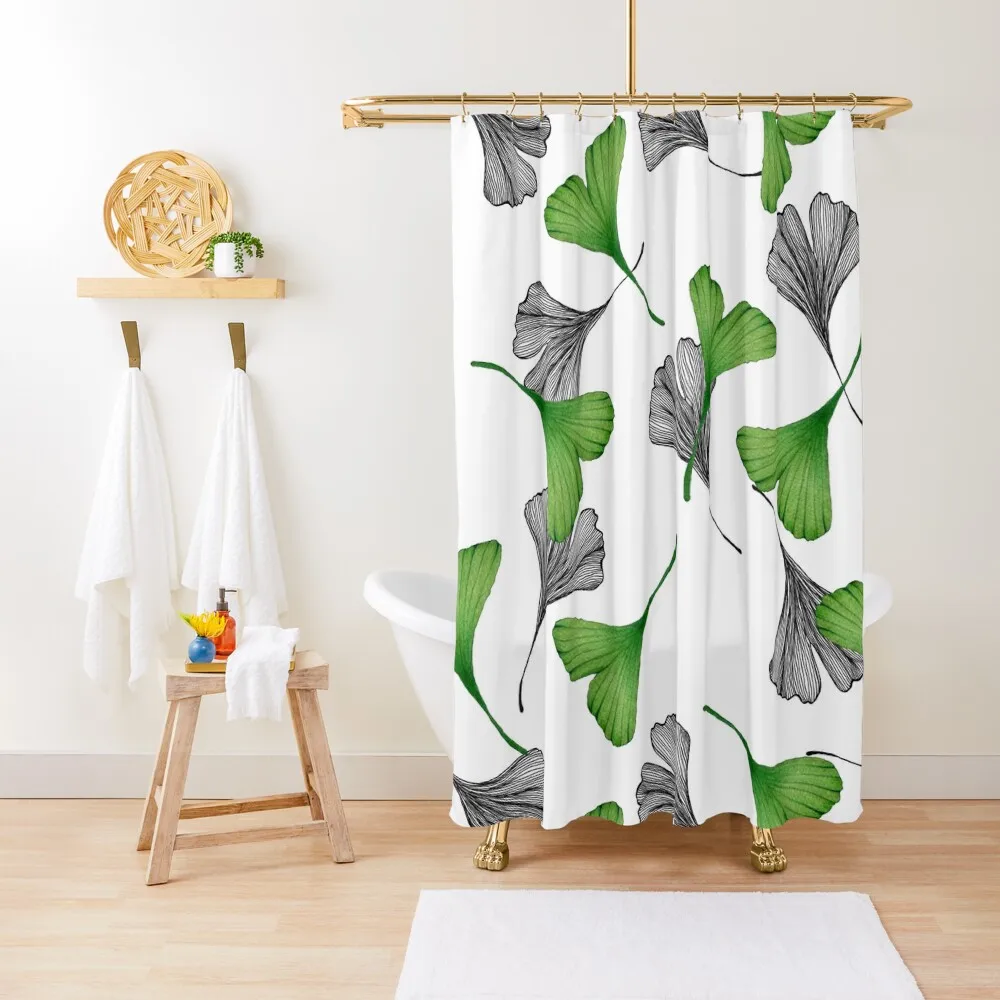 

Ginkgo leaves design Shower Curtain Shower Set For Bathroom Waterproof Fabric Shower Waterproof And Anti-Mold Curtain