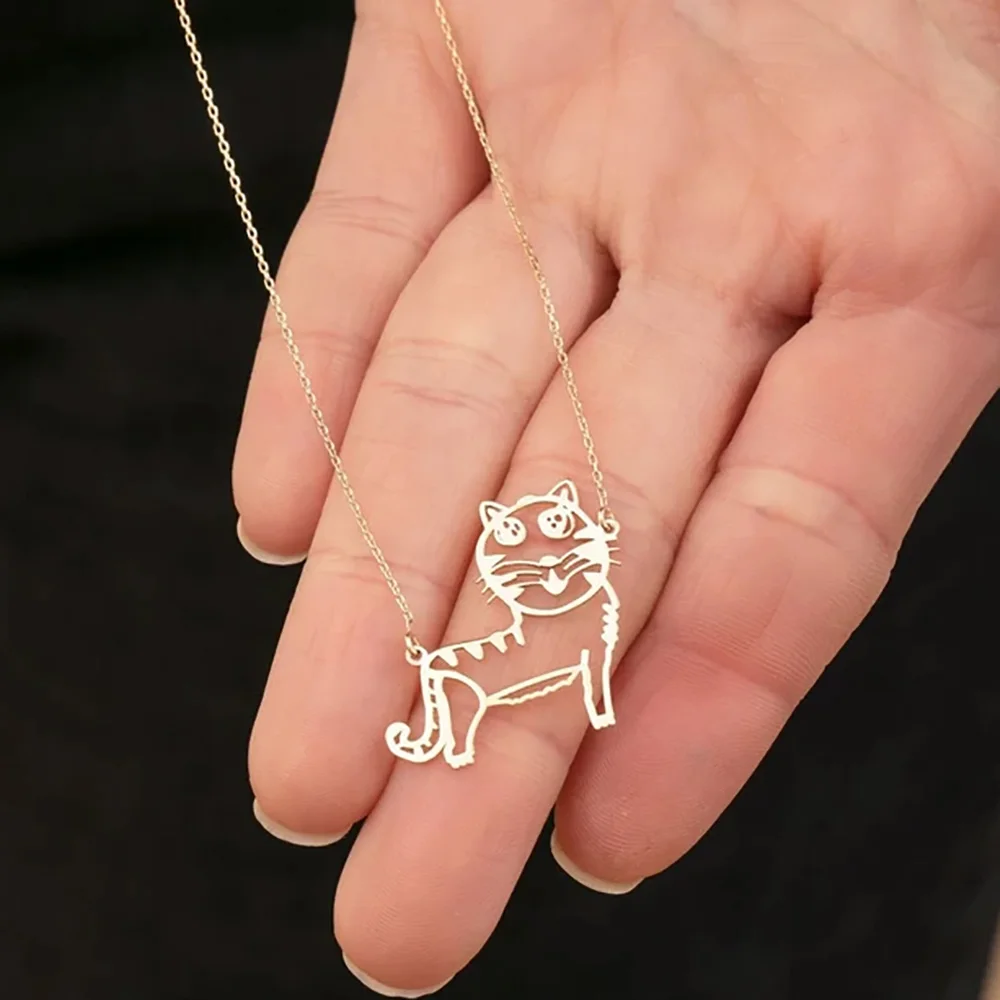 Customized Children\'s Drawing Necklace Kid\'s Art Personalized Stainless Steel Necklace  LOGO Design Exquisite Jewelry Birthday