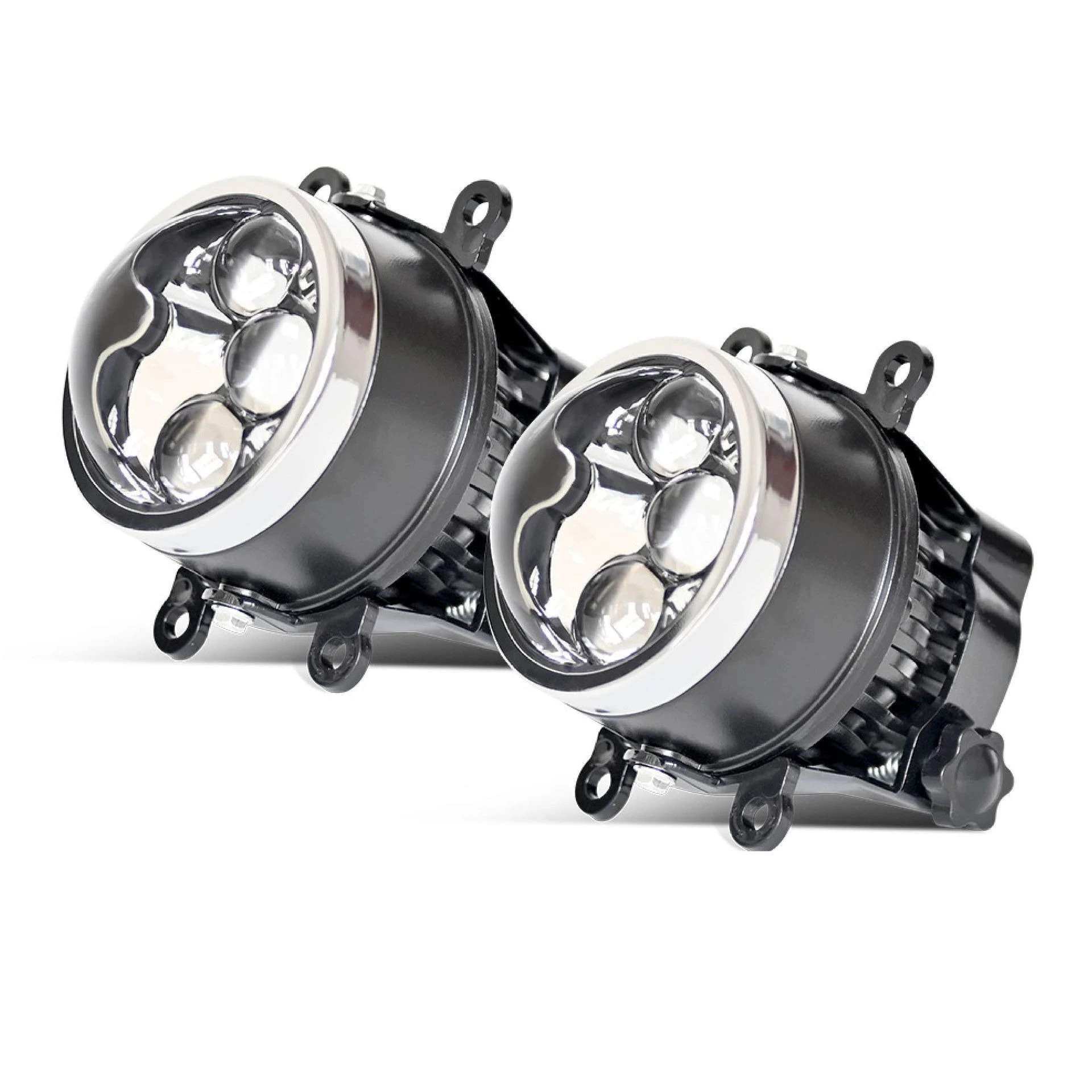 New W3 3 Inch LED Projector Fog Light with Halo Triple Direct Beam Super Bright Focus Universal Car LED Fog Lamp Retrofit Kit