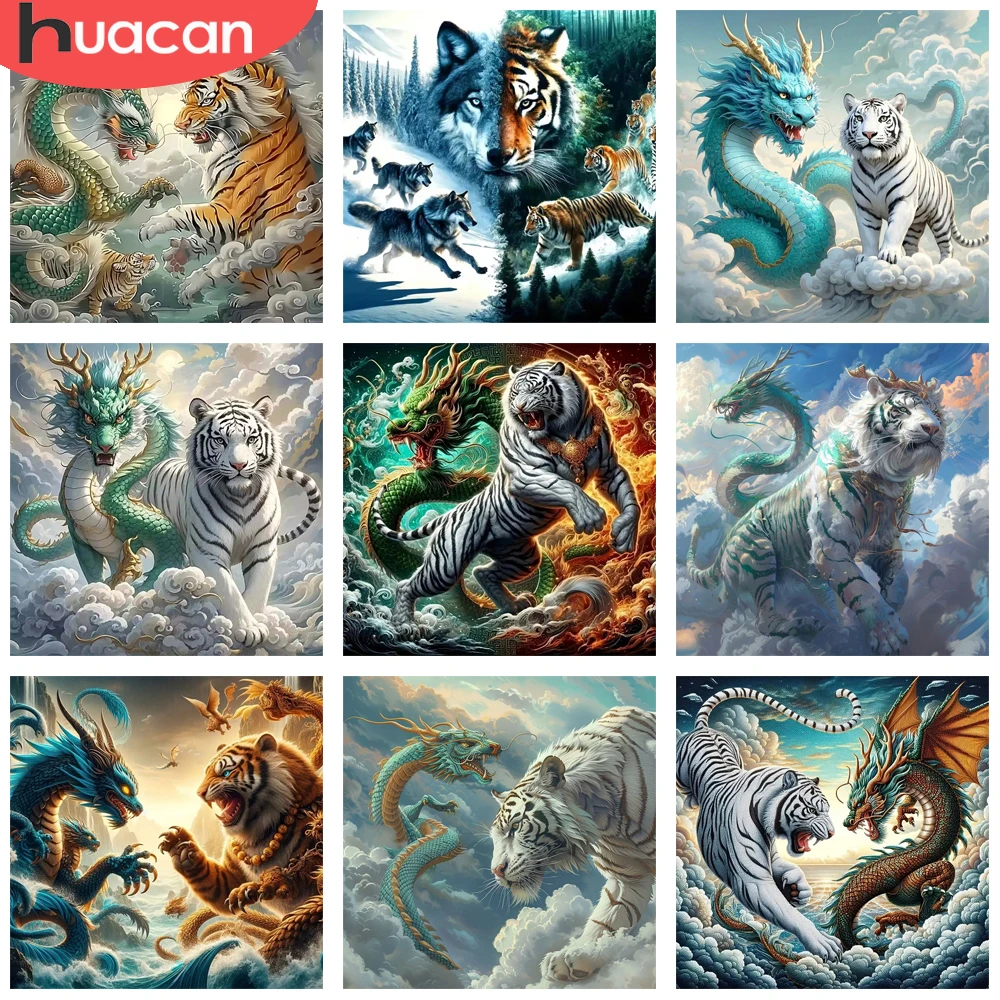 HUACAN 5d Diy Diamant Malerei Tiger Drache Volle Kits Diamant Mosaik Tier Wohnkultur Strass Bilder Handwerk