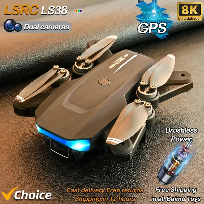 LS38 GPS 5G Drone with 8K HD Dual Camera Profesional HD Dual Camera Brushless Motor FPV WIFI RC Quadcopter Helicopter 10000M