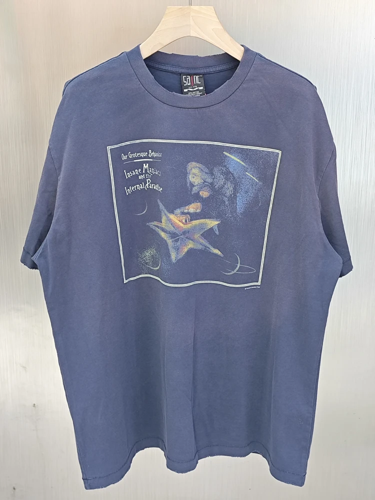 

Винтажная плотная футболка Starfish с коротким рукавом, свободного кроя, из хлопка, молодежная, на все сезоны, с круглым вырезом