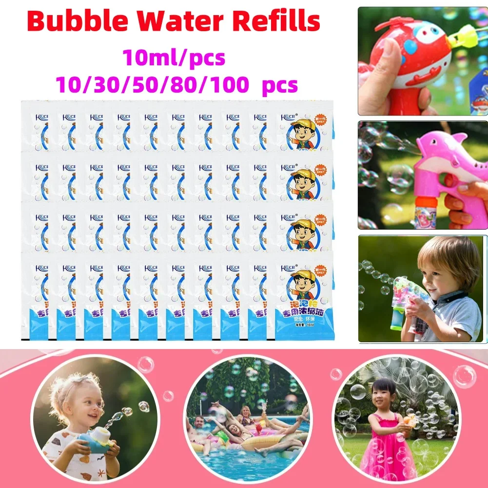 Concentrate Bubbles Liquid 10ml 10~100pcs Soap Water Bubble Gun Accessories Soap Bubble Liquid Bubble Refills Children's Toys