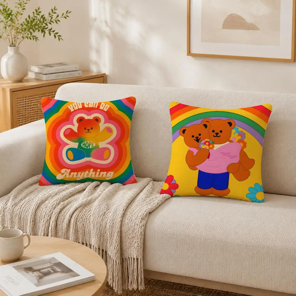 Pretty Flowers W-Wiggle W-Wiggle Cushion Cover Plush Decorative Pillow Case With Hidden Zipper Cutecore Room Decor For Home