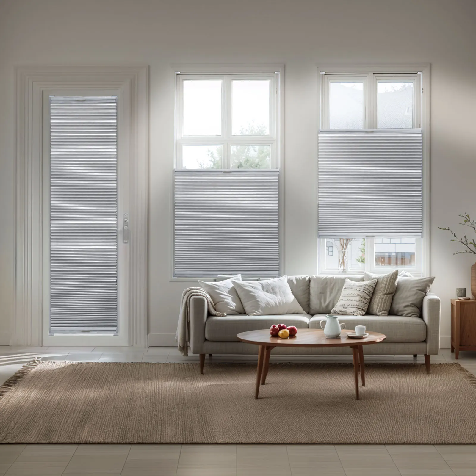 Moonice Cordless Honeycomb Pleated Blinds Blackout Top Down Bottom Up Cellular Blinds Easy Fit Inward-Opening Window Shade