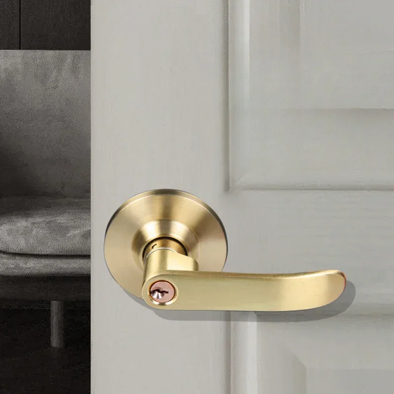 Indoor Bedroom Bathroom Door Pure Copper Lock Cylinder 60mm - 70mm Lock Tongue Silver Gold Ball Handle Lock