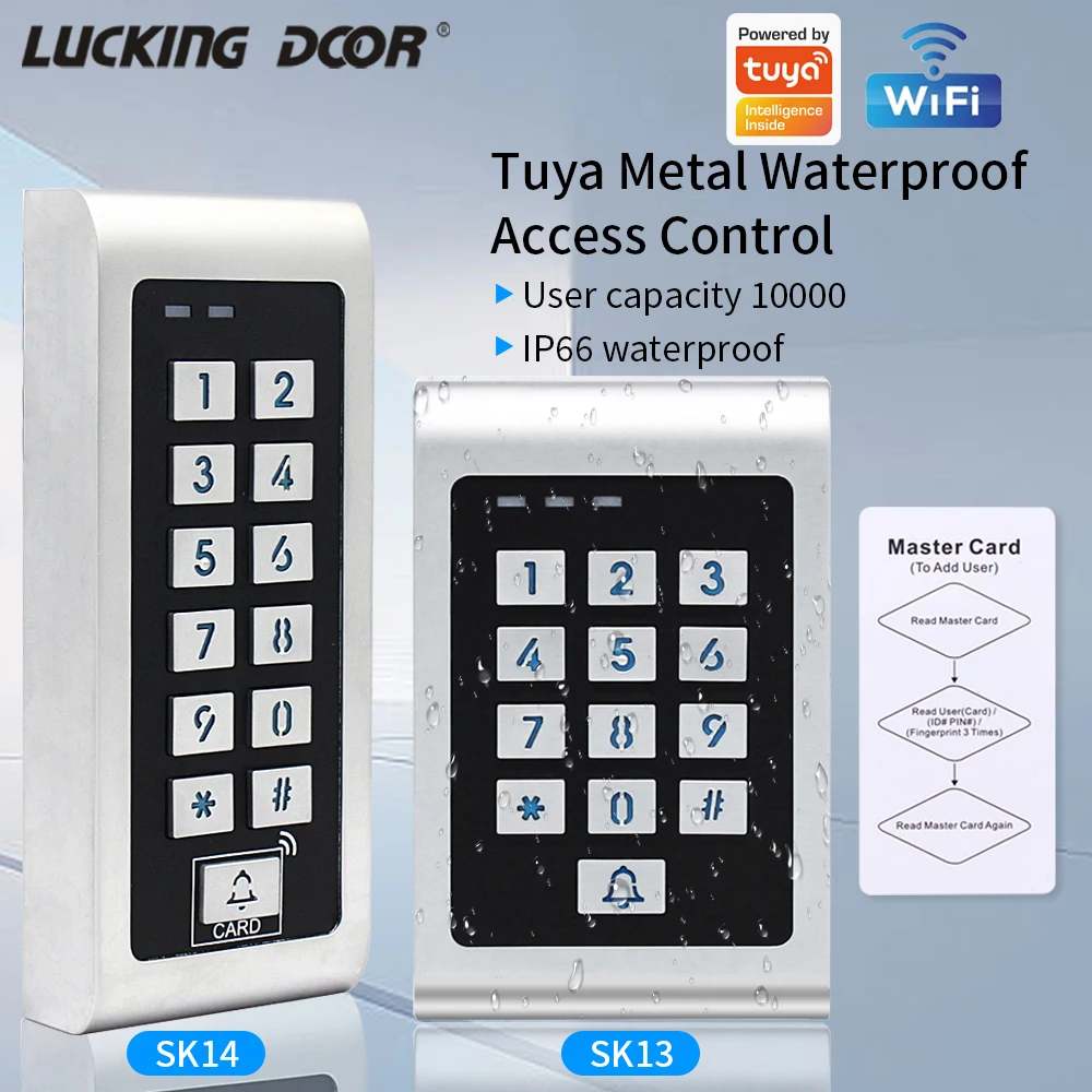 Access Control Keypad Standalone Support Tuya App Wiegand Output/Pause/Toggle Mode 10000user Waterproof Metal Backlight Keyboard