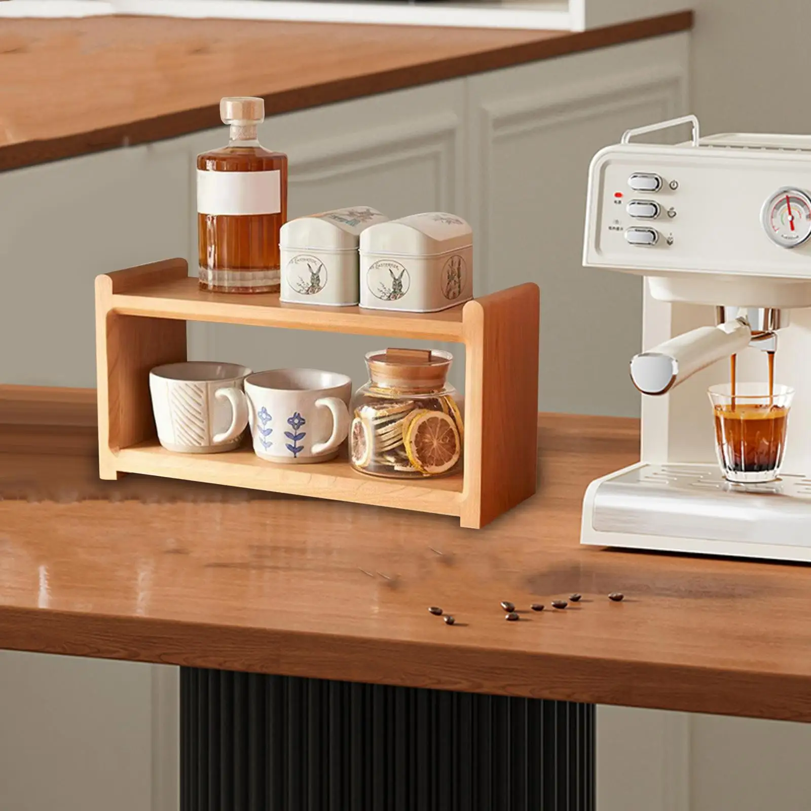 

Wood Storage Rack Multipurpose Cup Organizer for Household Office Tea Set