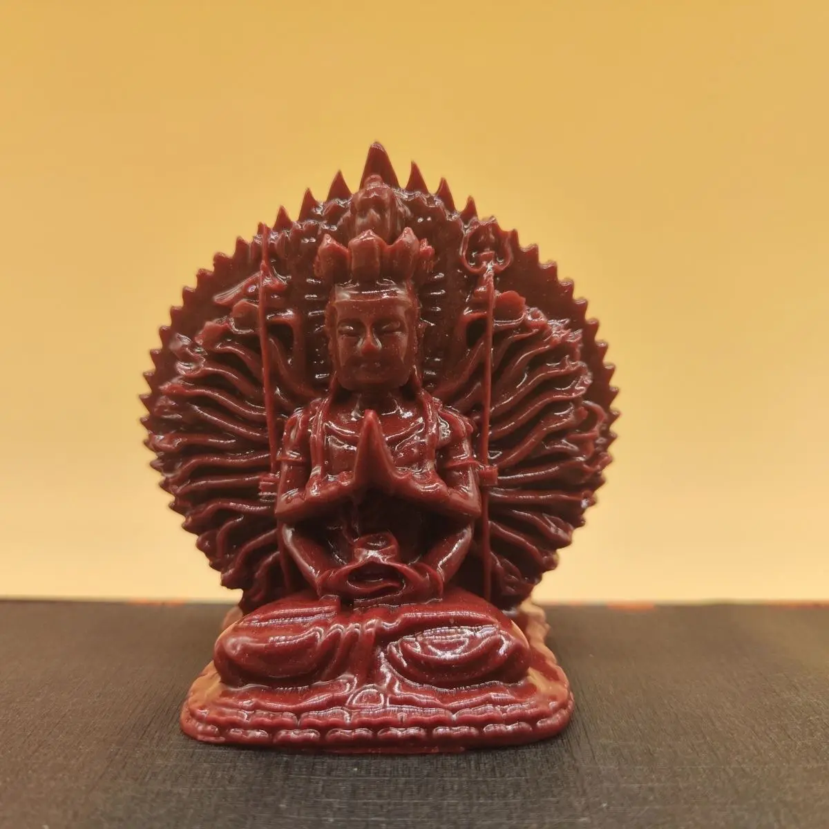 Cinnabar Thousand Hands Double-sided Guanyin Purple Gold Sand Entrance Guanyin Ornament Ping An Thousand Hands Guanyin Car Table