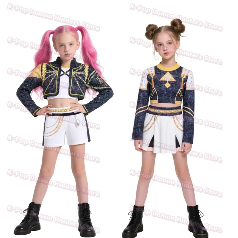 

2025 Kpop Demon Hunter Cosplay Costume Rumi Zoey Mira Cosplay Girls Style Kids Stage Performance Clothes Halloween