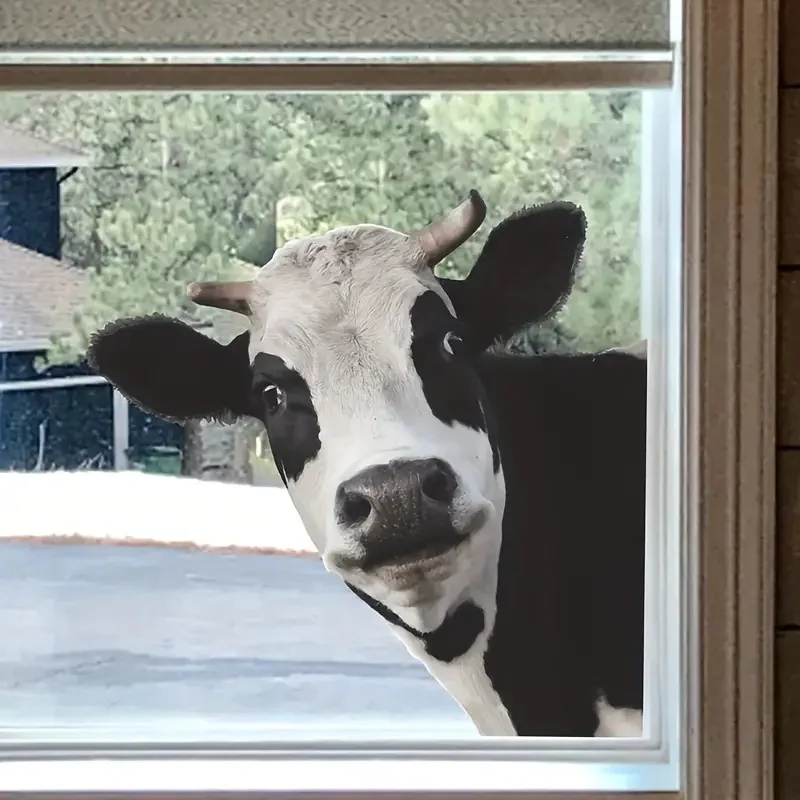 Funny Black and White Cow Stickers, Art Wall for Home, Cabinet, Refrigerator, Door, Toilet,Decoration, Vinyl Car Decals, Outdoor