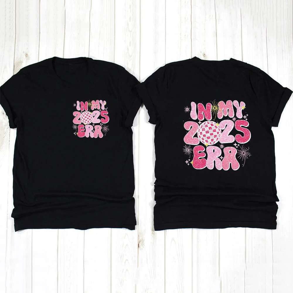 في عصر 2025 طباعة المرأة تي شيرت يوم رأس السنة عادية قصيرة الأكمام المرأة تي شيرت الصيف عادية الجولة الرقبة فتاة الملابس