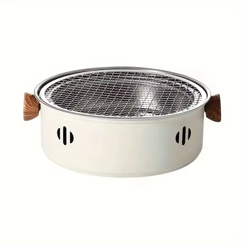 Portable Stainless Steel Charcoal BBQ Grill with Removable Cooking Grate for Indoor and Outdoor Cooking