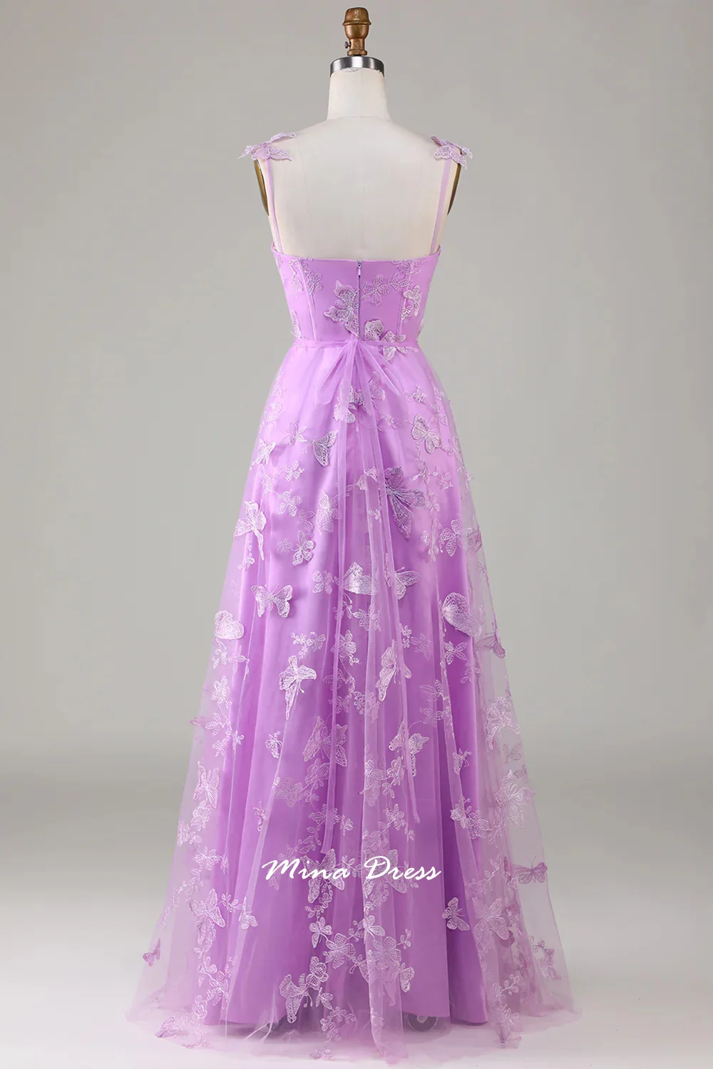open lace back dress A Line Spaghetti Straps Corset Back Long Prom Dress PSK515 US6 / Blue main image 1