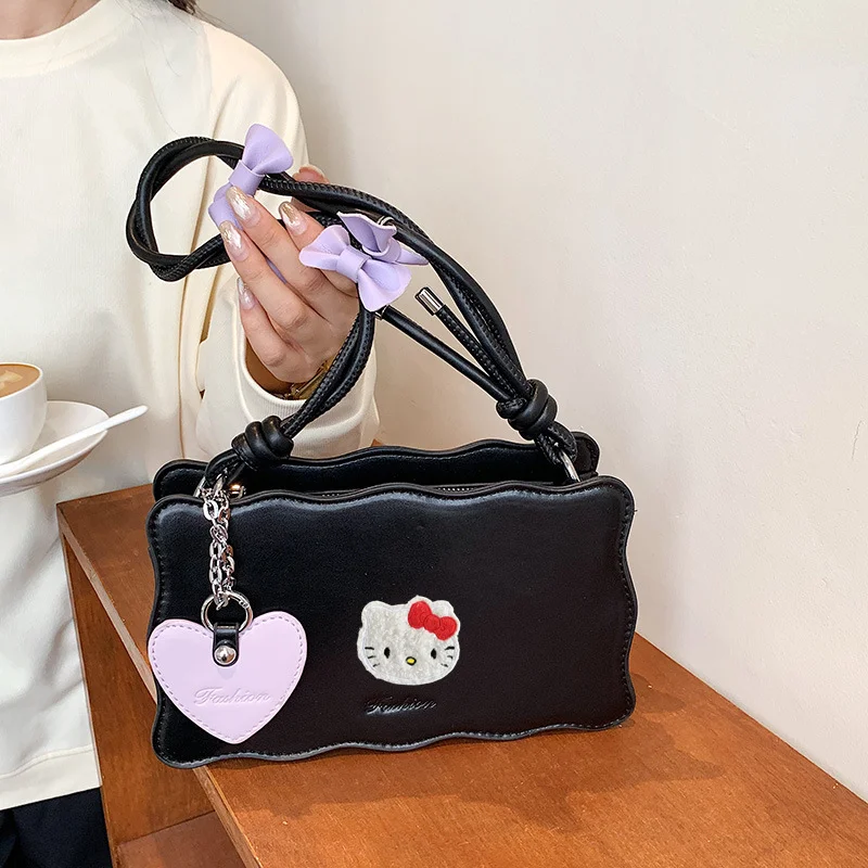 

Sanrio women tote bag hello kitty bow twist rope fashion small fragrance handbag girl casual fashion shoulder bag