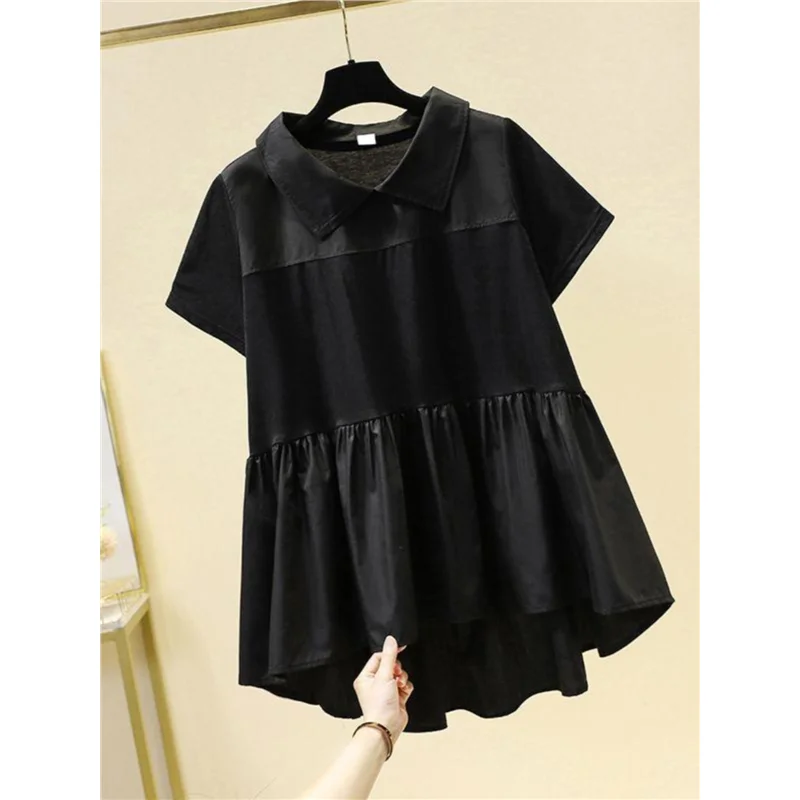 

Женская футболка больших размеров (до 300 фунтов), модный дизайн, роскошная, антивозрастная, дышащая, с коротким рукавом, городской стиль, летняя новинка