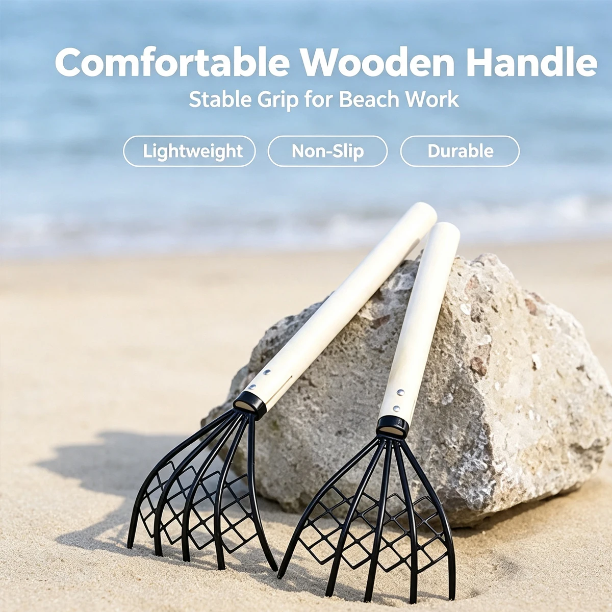 Beach Clam Rake With Net for  Harvesting Shellfish Digging Vegetable Garden Accessory Gardening Supplies Gadget Products Mudflat