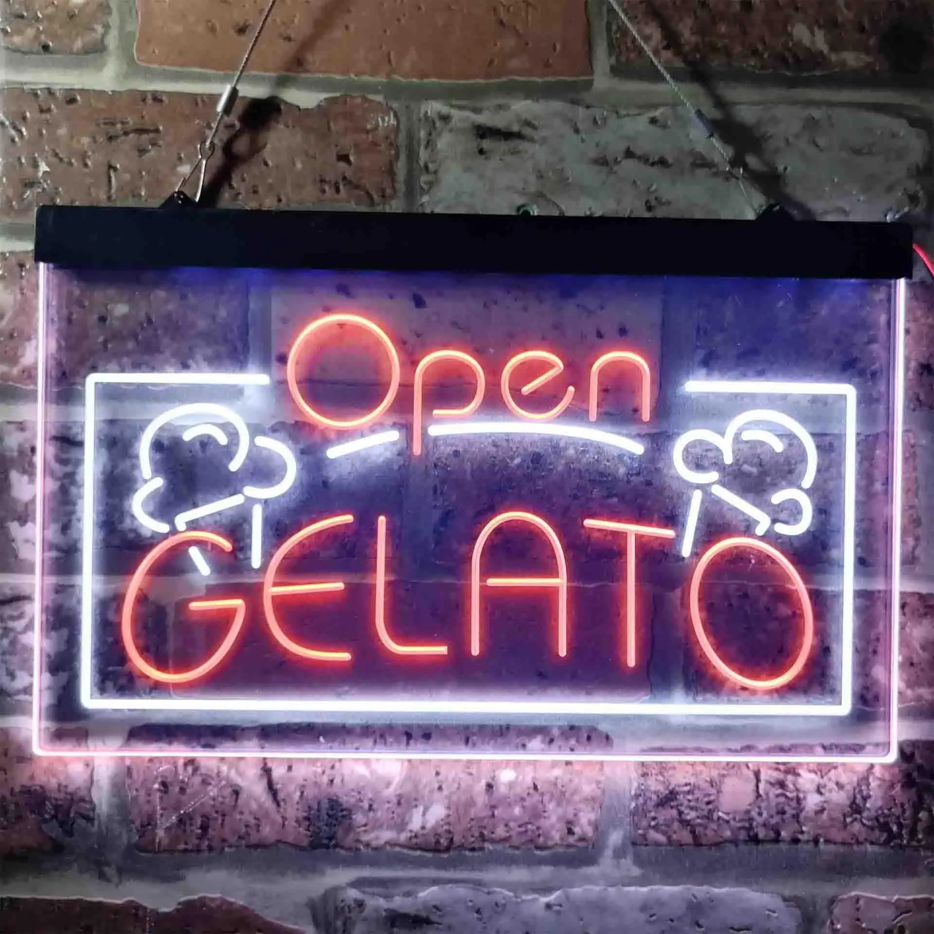 

GELATO OPEN. Ice-Cream Dual Color Led Neon Sign st6-i3748