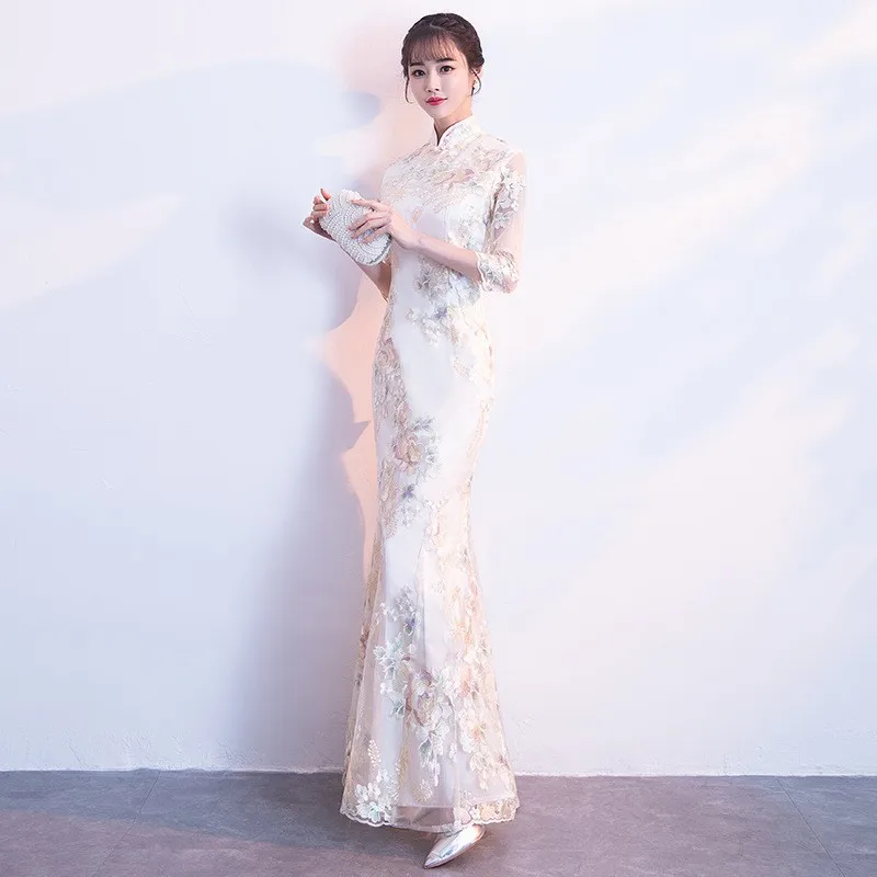 Qipao Chinese-style improved light and long new-style cheongsam dress for young girls