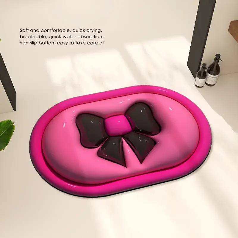 VIKAMA Three-dimensional Visual Cartoon Bathroom Floor Mat, Absorbent and Non Slip Soft Carpet Shower Room Entrance Decoration