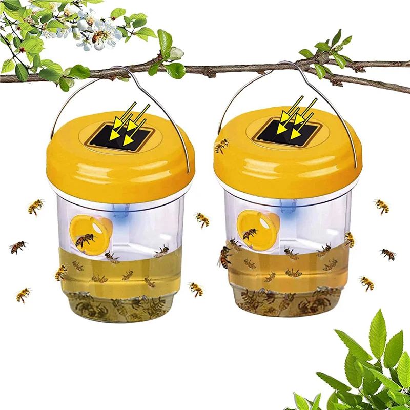 

YWDZ-10 Pack Solar Wasp Trap Outdoor Hanging,Wasp Cather Hanging With Light For Yellow Jackets,Hornets,Bee,Wasp Traps