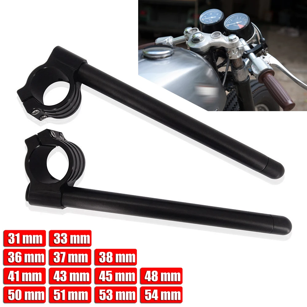 Motorcycle Clip Ons Handlebars 31mm 33mm 36mm 37mm 38mm 41mm 43mm 45mm 48mm 50mm 51mm 53mm 54mm Fork Cafe Racer Handle Bar 7/8\