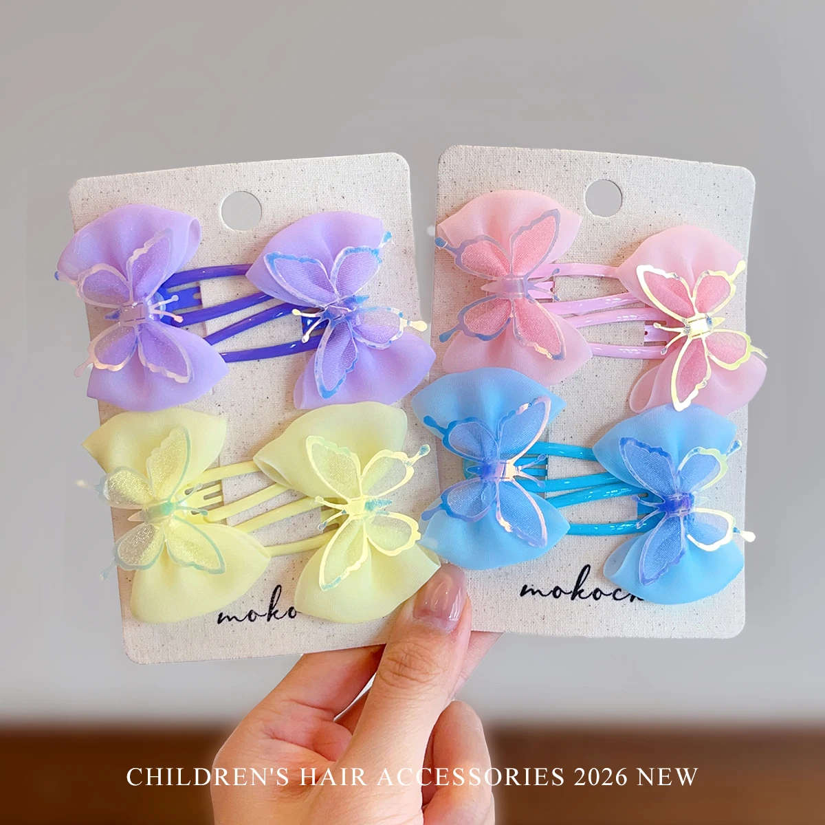 

2PCS/Set hairpins for baby hair Sweet Chiffon Bow Butterfly Floral Print No Hurt Hair Full Wrapped Kids Barrettes Toddler Girls