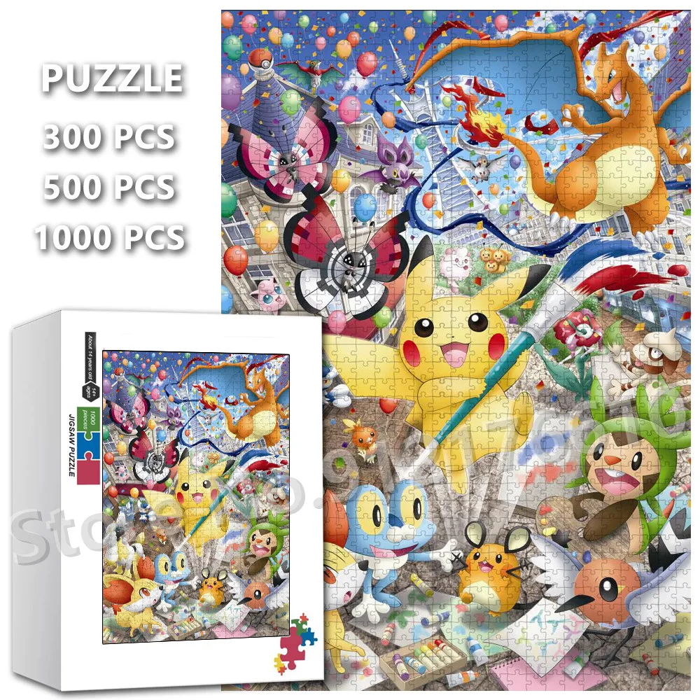 

Pikachu Puzzle Anime 300/500/1000 Pieces Jigsaw Puzzles Toys for Children Restless Pokemon Cartoon Board Games Educational Toys