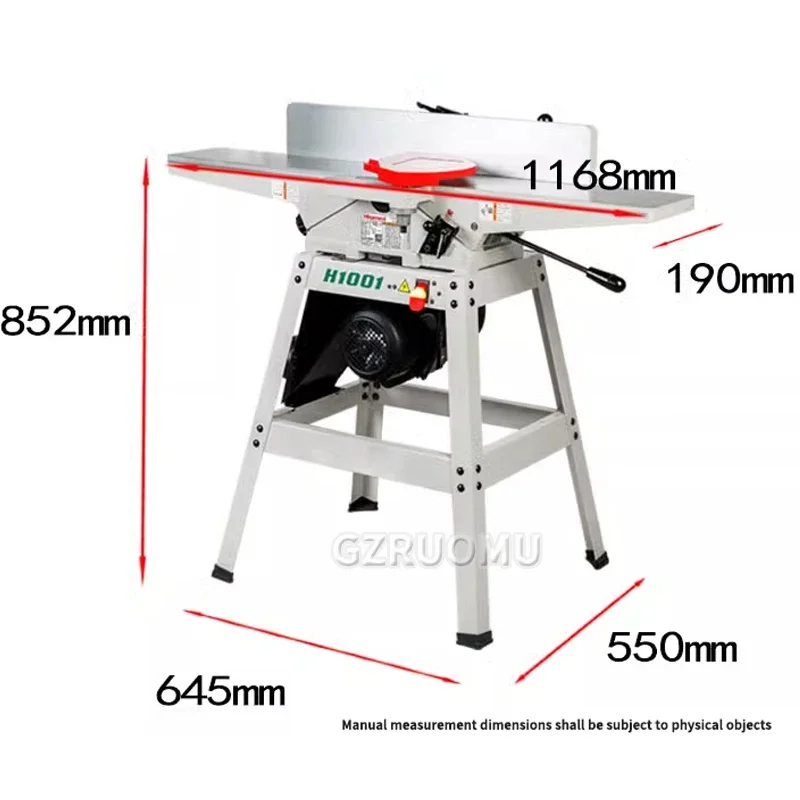 6 Inch Tabletop Jointers Woodworking Benchtop 1250W Jointer Planer With Heavy Duty Stand For Wood Cutting Thickness Planer