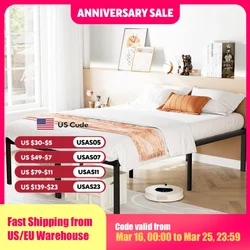 JHK Basic Twin Full Queen King Size Bed Frame Metal Platform Bedroom Frames with Storage Space Sturdy Steel Slat Support 350LBS