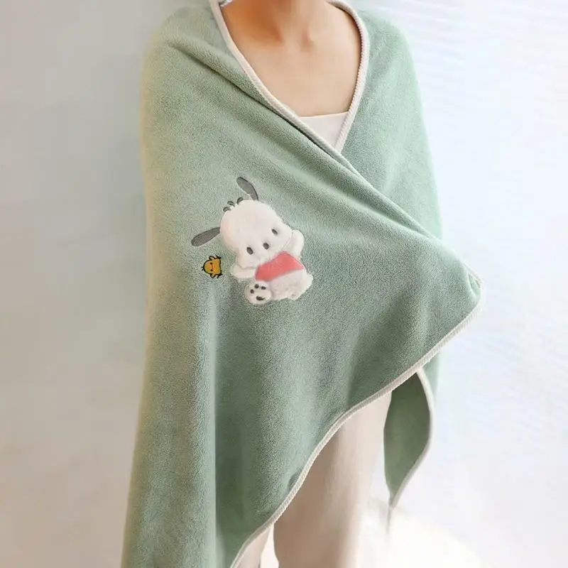 140Cm Sanrioed Kawaii Anime My Melody Cinnamoroll Cartoon Cute Absorbent Bath Towel Kids Blanket Kuromi Hello Kittys Shawl